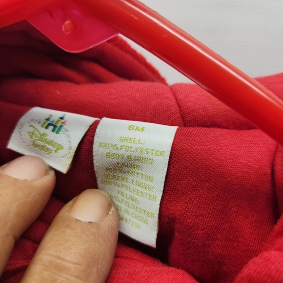 Disney Parks Minnie Mouse Red White Polka Dot Fleece Bunting Size 6 Months - Picture 3 of 5